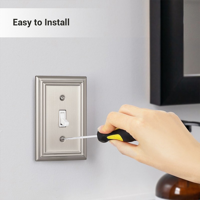 DEWENWILS 4-Pack Toggle Wall Plates, Brushed Nickel Light Switch Cover, Metal， gallery