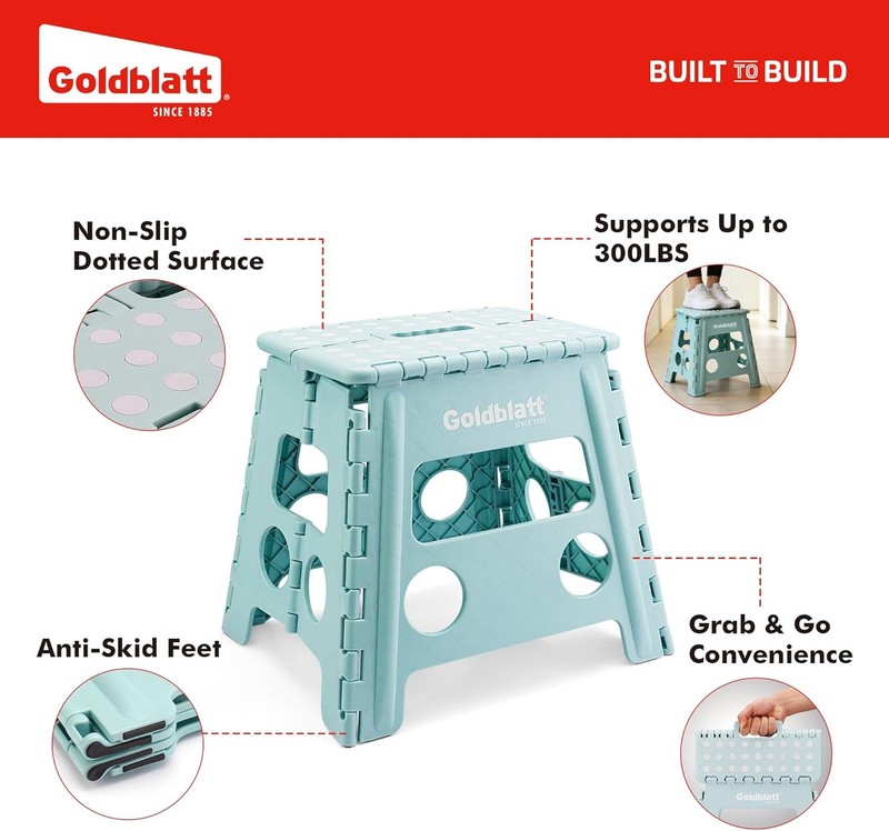 Goldblatt 2PC 12.5" Folding Step Stool Heavy-Duty Plastic Stool 300 lbs Capacity gallery