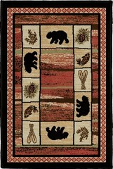 Hearthside Vogel Round Oval Runner Area Rug Lodge Cabin Bear Oar Black Red