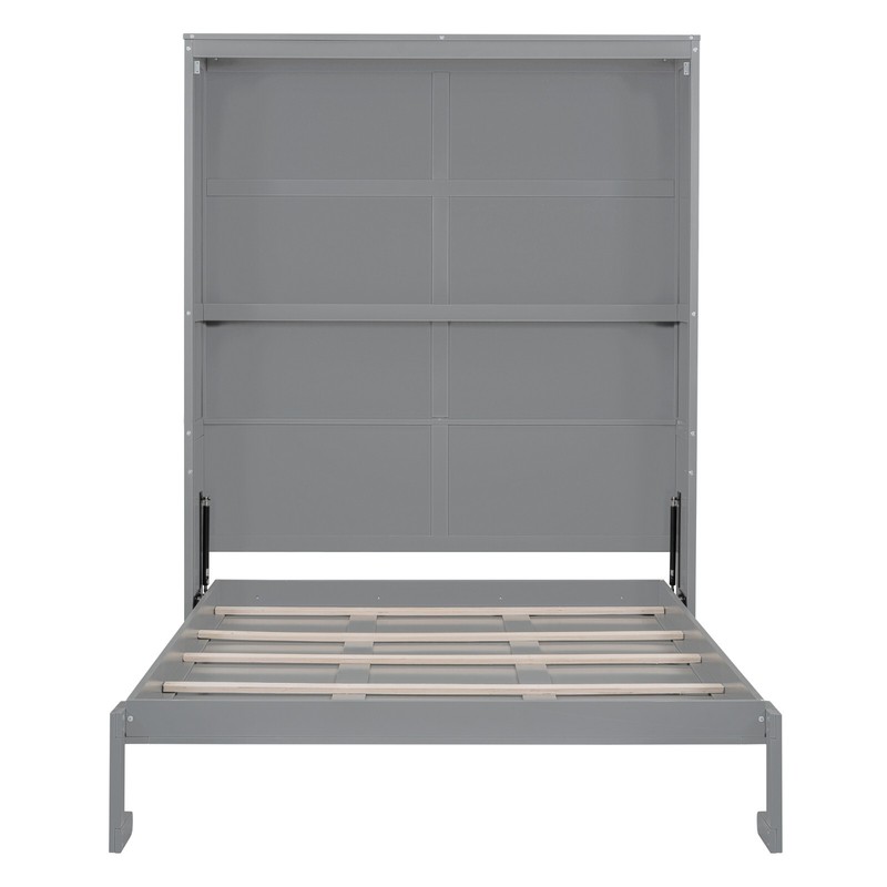 Queen Size Murphy Bed Wall Bed with Shelves,Gray gallery