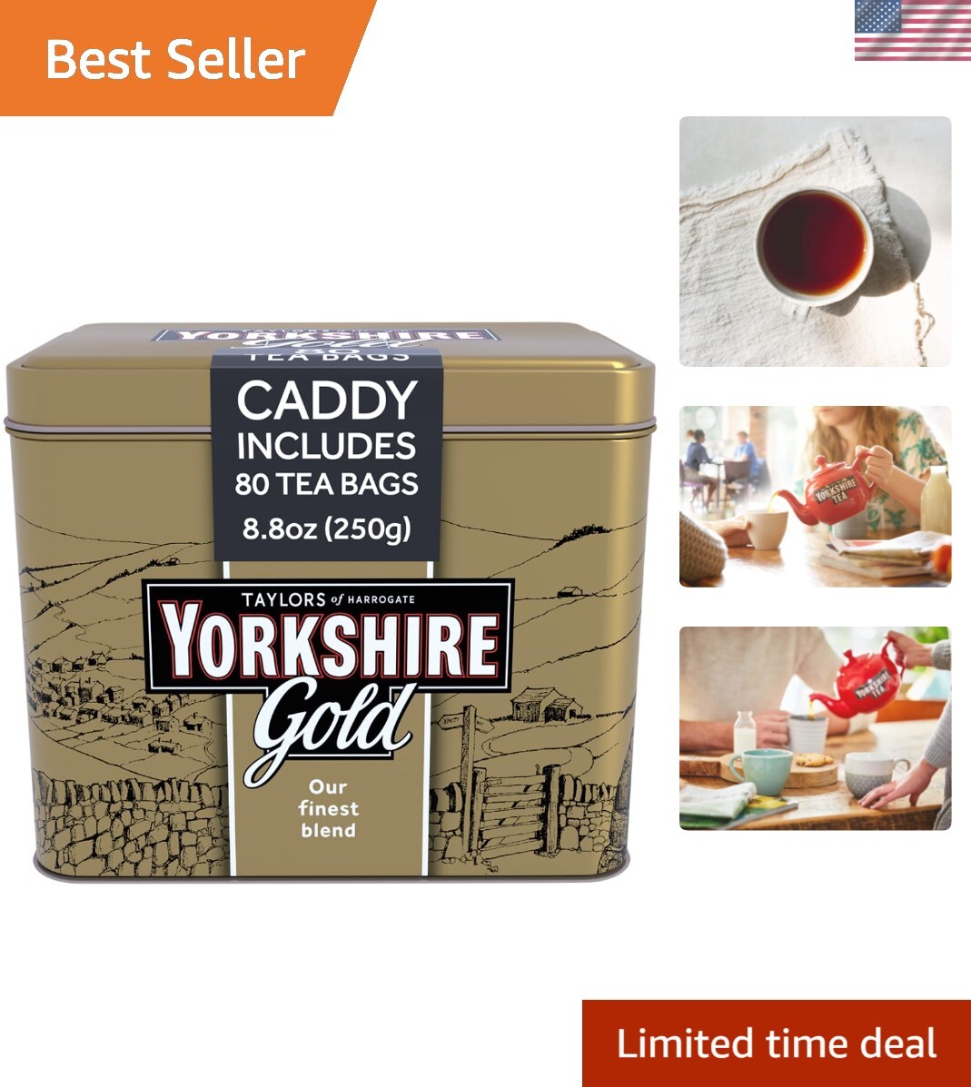 Yorkshire Gold Tin - 80 Count Black Tea Bags from Finest Global Gardens gallery