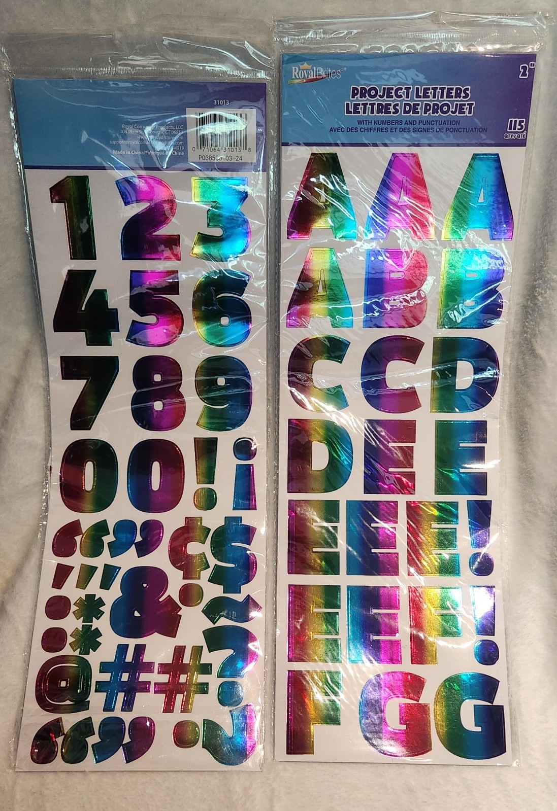 2 Pack Project Letters 2" With Number & Punctuation ( Metallic Rainbow) Stickers gallery