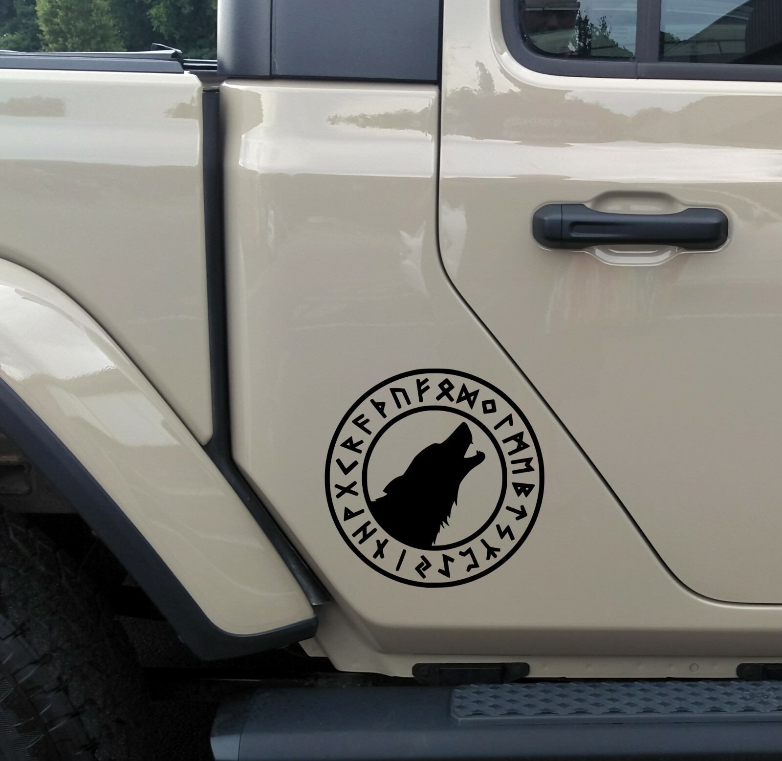 Wolf in Runic Circle Vinyl Decal | Odin Viking Celtic Geri Freki Runes | Sticker gallery