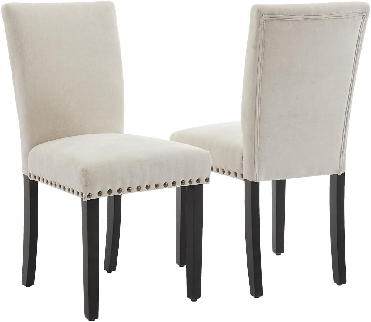 Modern Parsons Dining Chairs Set, Linen Upholstered Chairs Wood Legs, Multicolor gallery
