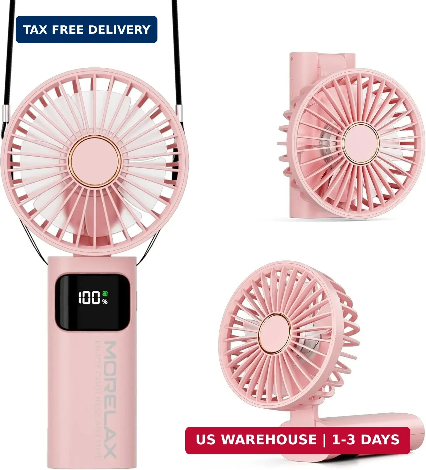 Portable Handheld Fan, USB Rechargeable Foldable Mini Personal Fan, 5200mAh, 180 gallery