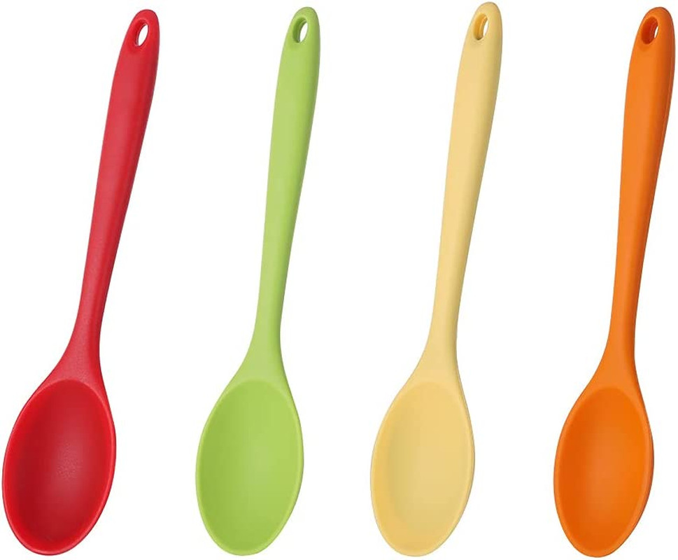 4 Pack 10.8" Large Silicone Mixing Spoons Non Stick Cooking Spoon for Stirring gallery