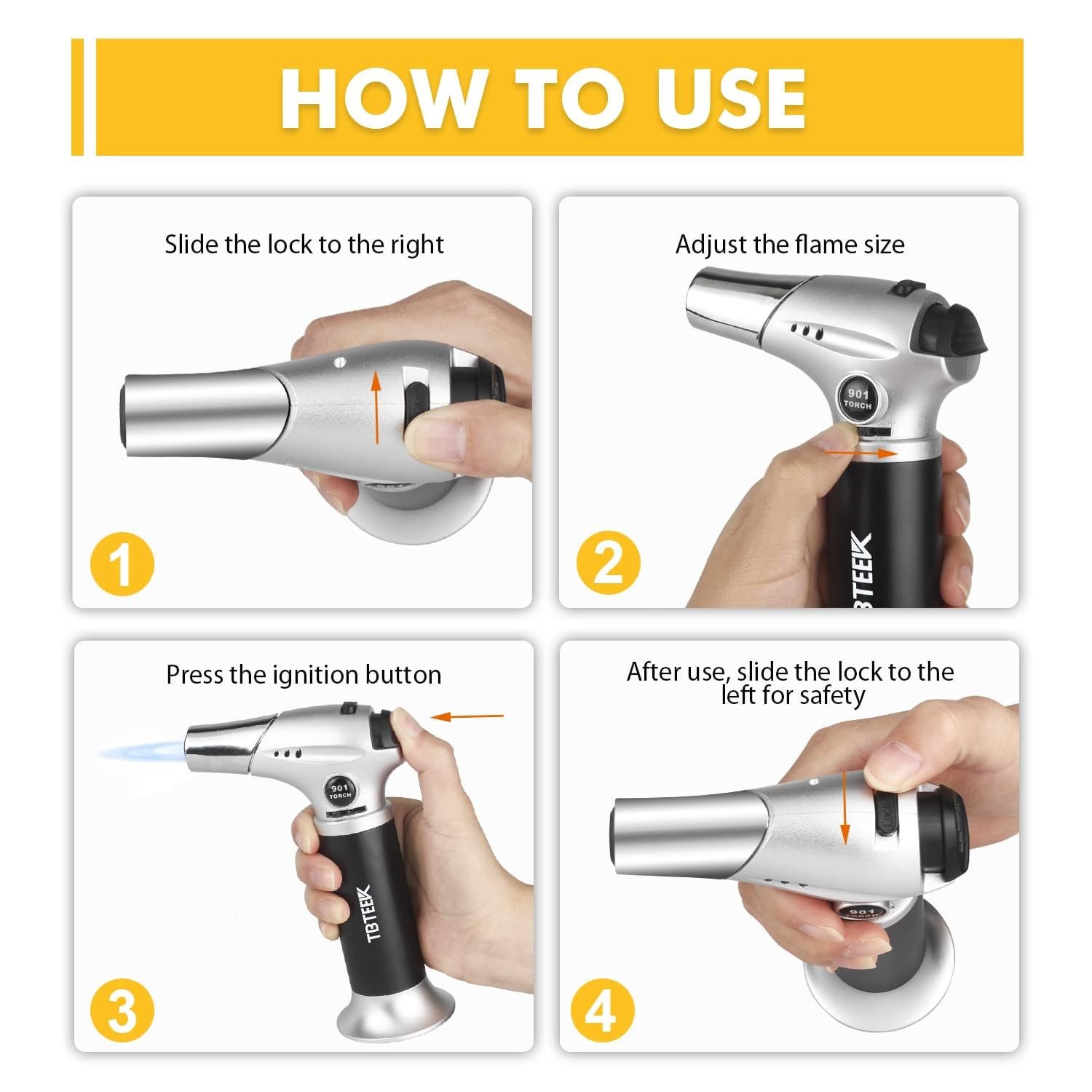 TBTEEK Butane Torch, Kitchen Torch Cooking with Black-Sliver, Silver gallery