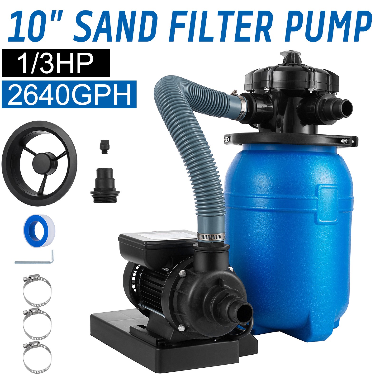 10" Sand Filter w/ 1/3HP Water Pump For Above Ground Swimming Pool Pump 2640GPH gallery