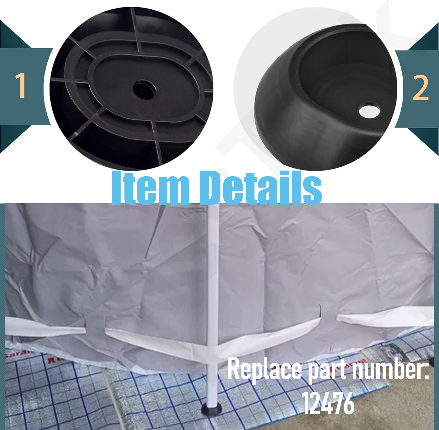 2PACK FOR INTEX 12476 LEG CAP FOR 18FT AND 24FT X 48 AND 52IN ROUND PRISM POOL W gallery