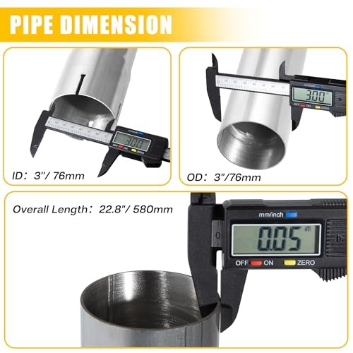 3 Inch Straight DIY Custom Mandrel Exhaust Pipe Tube, 22.8 Inch 3 Inch-2PCS gallery