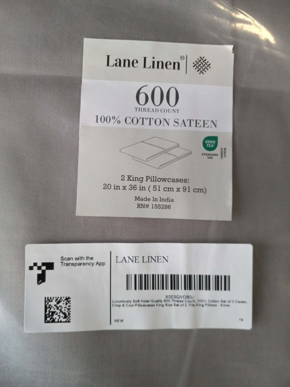 Lane Linen 600 Thread Count King Size Pillow Cases, Set of 2 gallery
