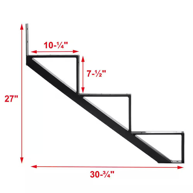 3-Steps Steel Stair Stringer Black 7-1/2 In. X 10-1/4 In. (Includes 1 Stair Stri gallery