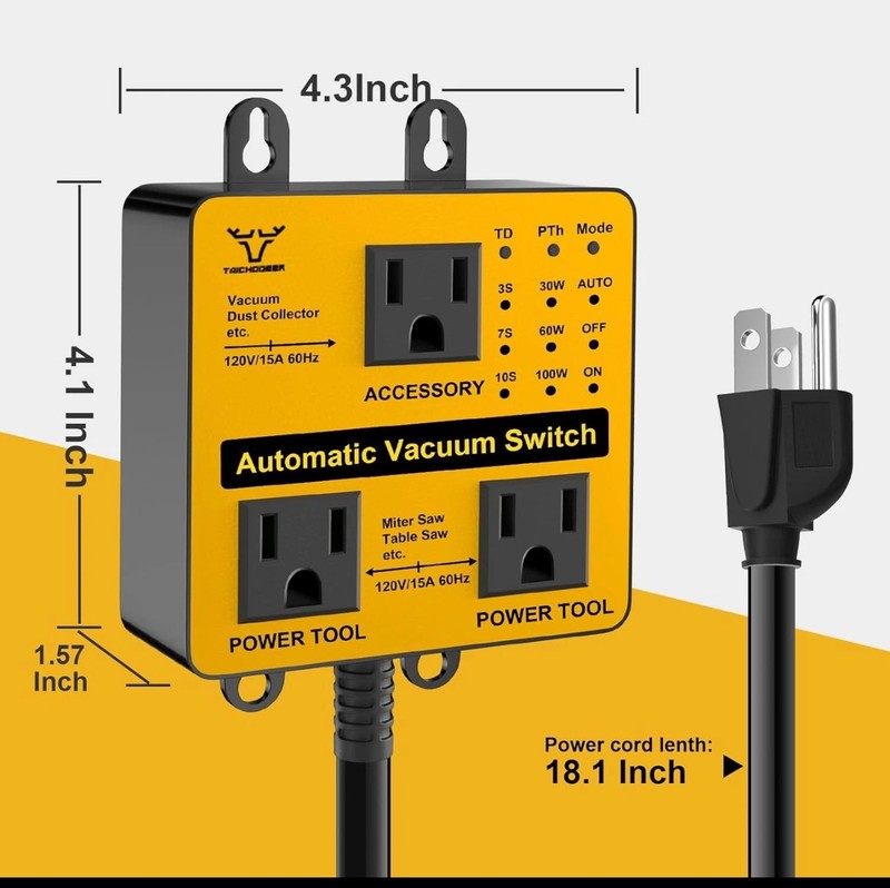 Upgraded Automatic Vacuum Switch Autoswitch Dust Collector Customizable Delay gallery
