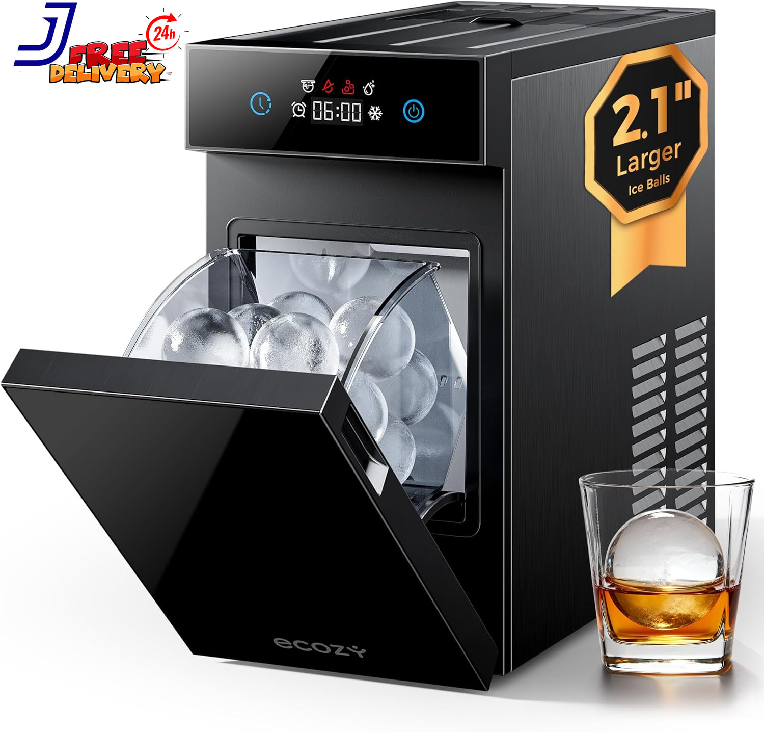Ice Ball Maker Countertop 2.1 Clear CrystalFlux 48pcs Day ecozy Technology Timer gallery