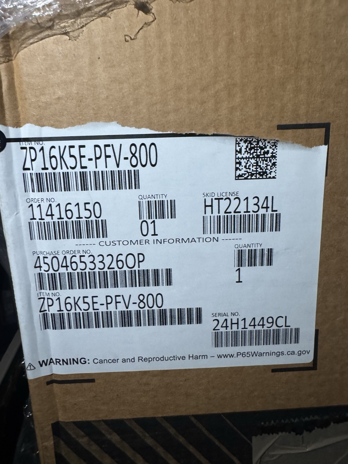New Copeland ZP16K5E-PFV-800 Scroll Compressor 15,500 BTU R410A 1PH ZP16K5E-PFV gallery