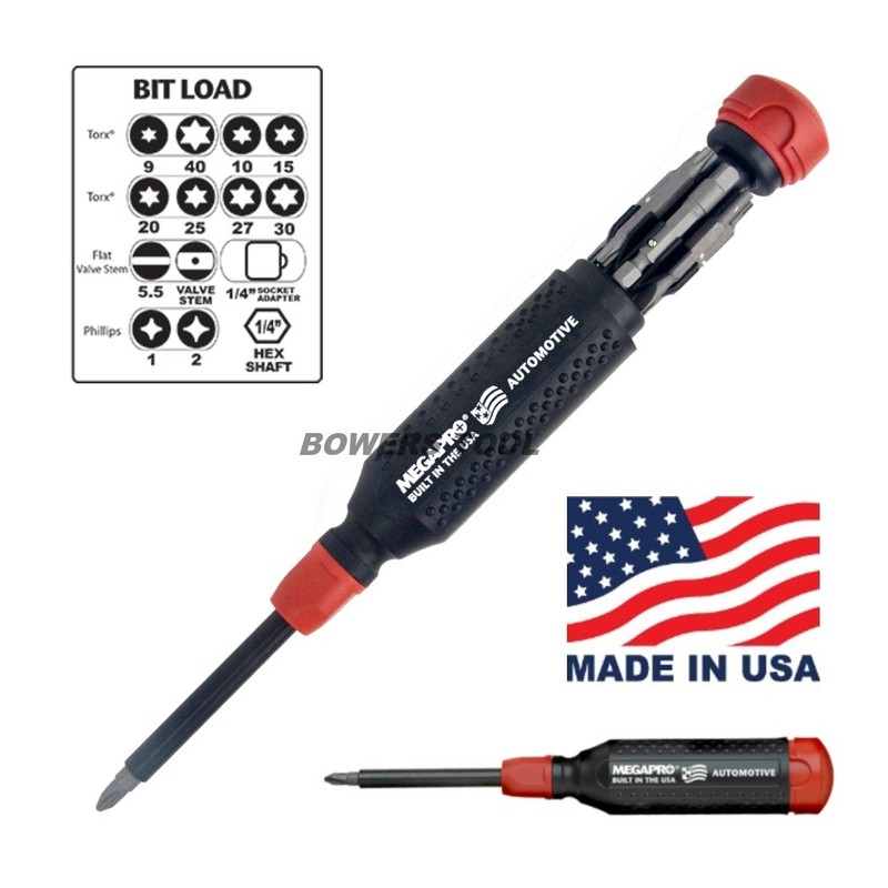Megapro Automotive Multi Bit Screwdriver Phillips Flat Torx Valve Tool 1/4 Drive gallery