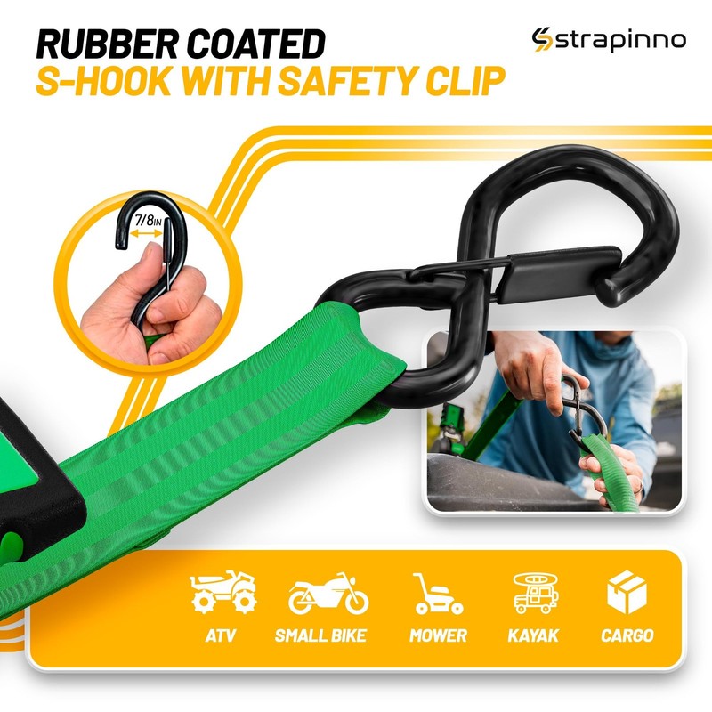 Retractable Ratchet Straps (4-Pack), 1 in x 10 ft, 1,500LBS Break Strength, M... gallery