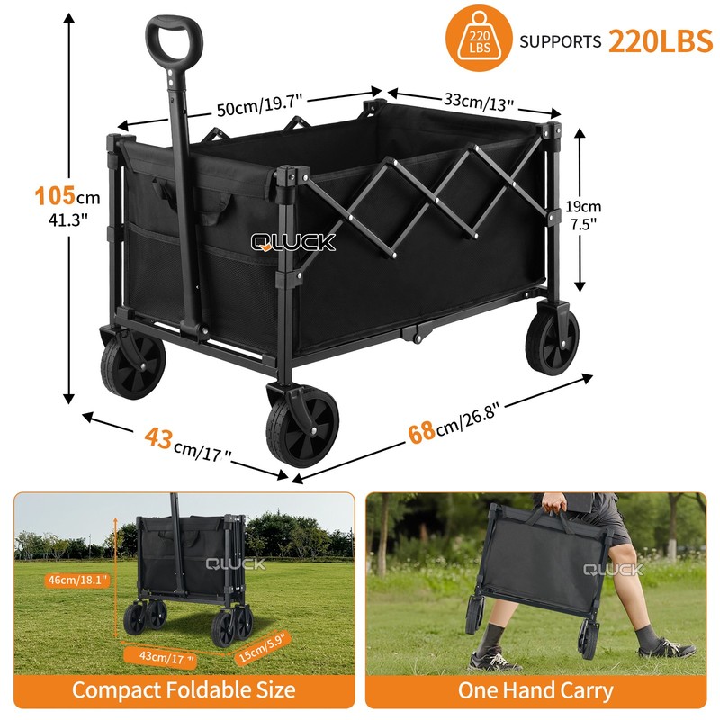 Heavy Duty Collapsible Folding Wagon Beach Wagon Cart Utility Grocery Cart gallery