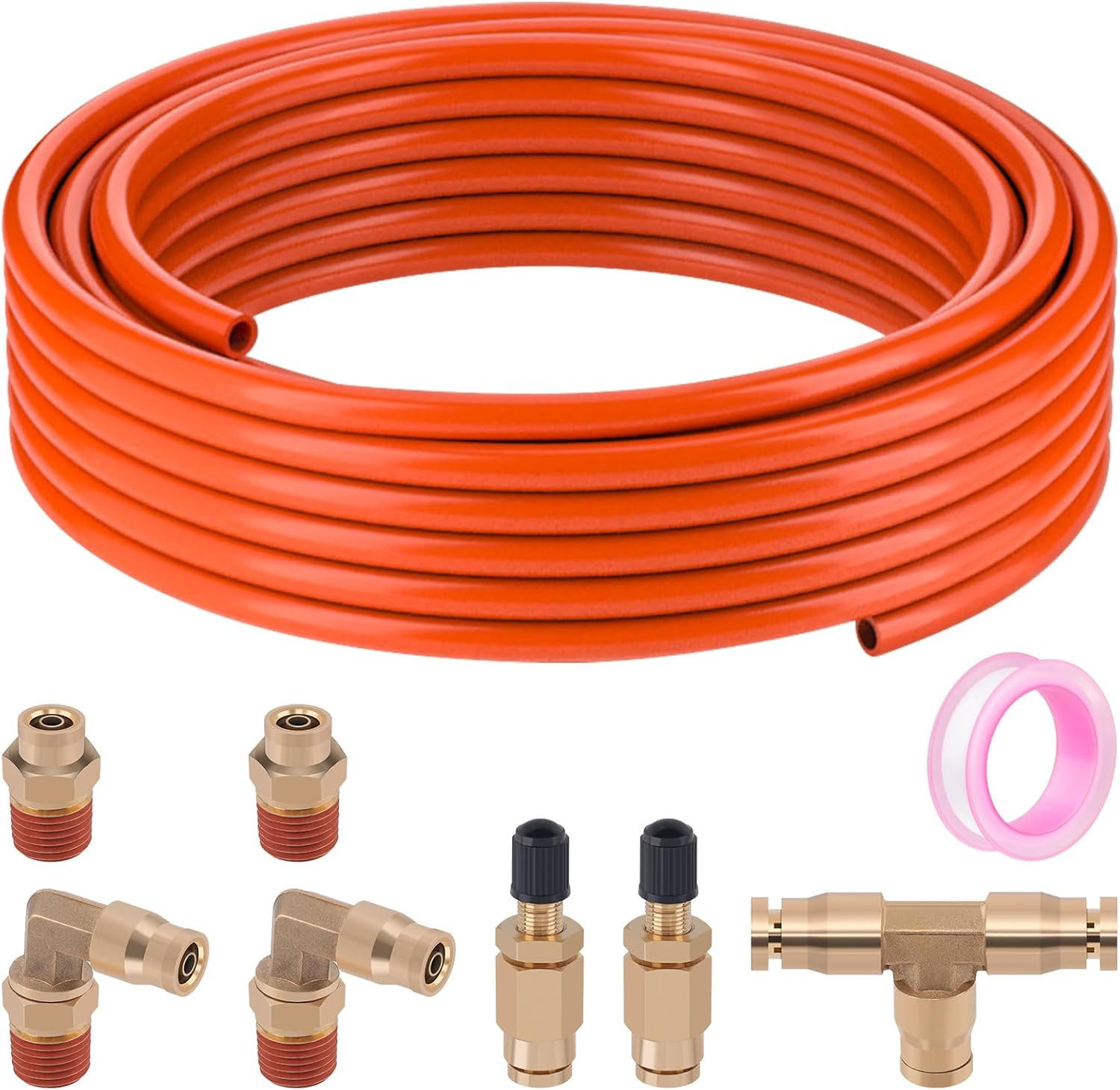 1/4" DOT Air Line Kit 25FT Air Spring Bag Suspension Hose Brass Fittings gallery