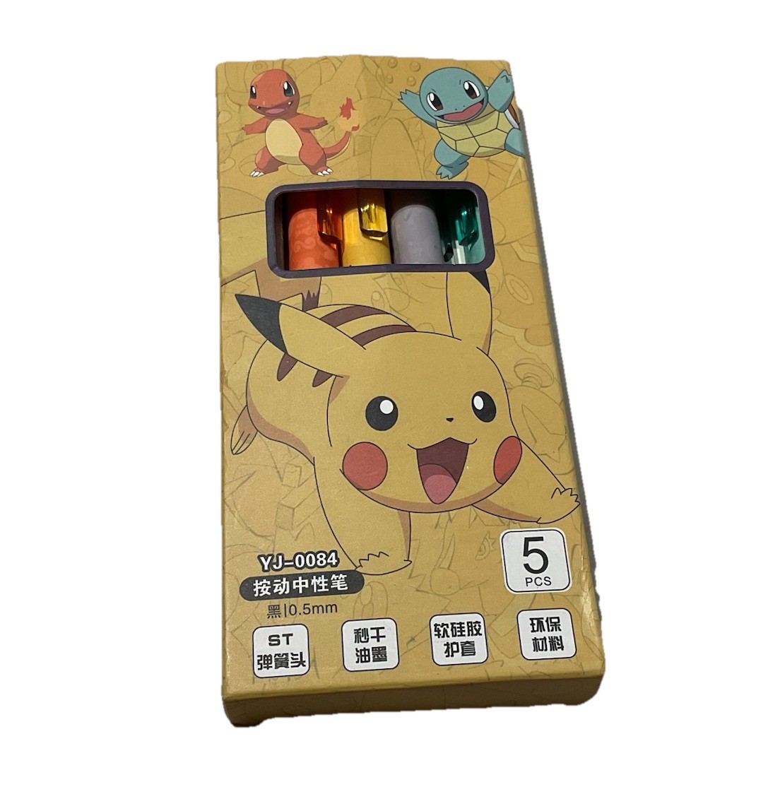 Pikachu Gel Pen Set Cartoon Pokemon Ballpoint Writing Pens NEW 5 Pieces Box gallery