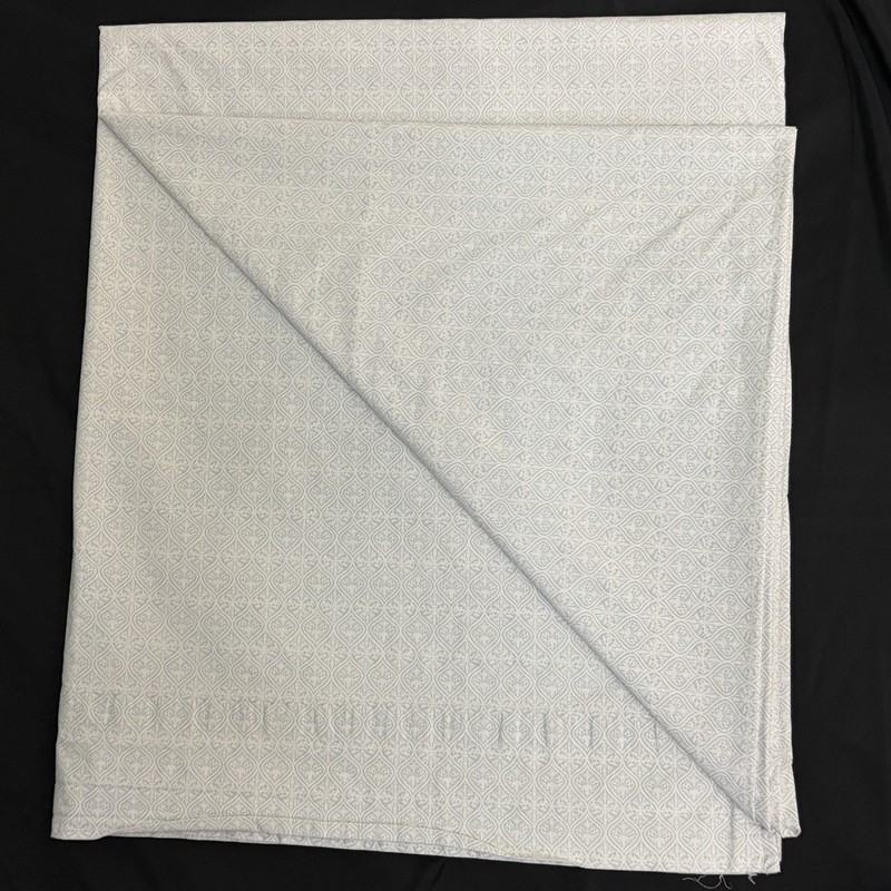 RALPH LAUREN Full Double Flat Sheet Trellis Medallion Light Blue White 80x92in gallery
