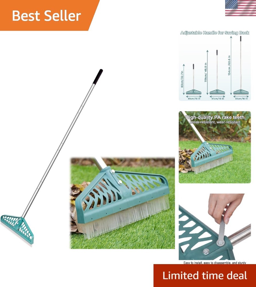 Adjustable Artificial Turf Rake 32-61 Inches - Durable Stainless Steel Design