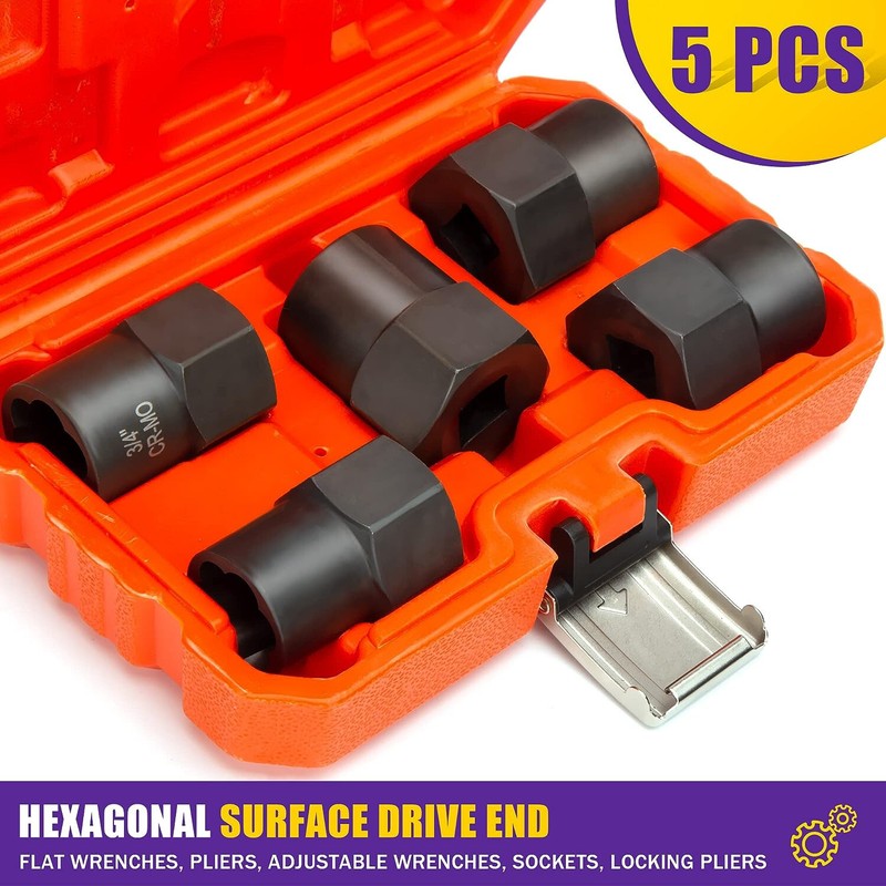 Impact Bolt Extractor Set Nut Remover Set Stripped Extraction Socket Tools 5PCS gallery