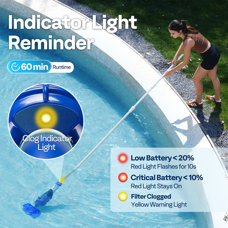 Cordless Pool Vacuum with Telescopic & Extension Poles 9.12ft, 18.5 GPM Suction gallery