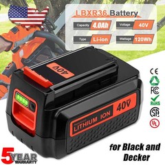 40V MAX Lithium Battery Replacement for Black & Decker LBX1540 LBX2040 4.0Ah