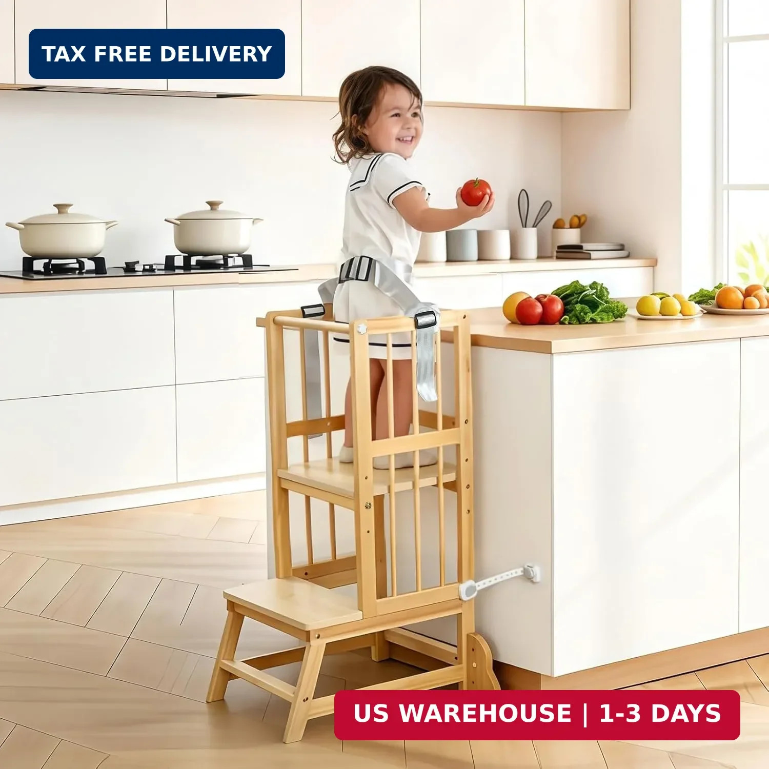Toddler Step Stool, Kitchen Tower for Toddlers, Adjustable Height Children's Woo gallery