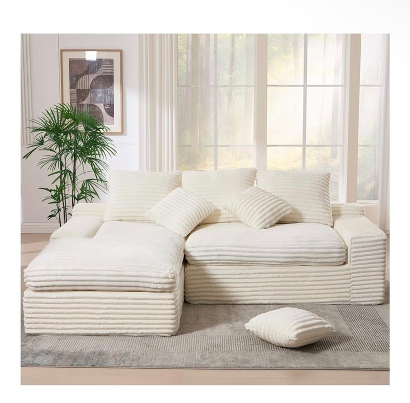 Cloud sectional couch, Memory foam, movable ottoman, Beige gallery