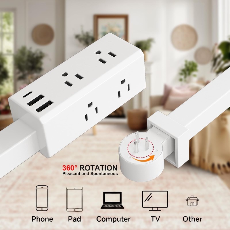 Telescoping Outlet Extender 360° Rotating Socket Expander 6 Outlets 3 USB Ports gallery