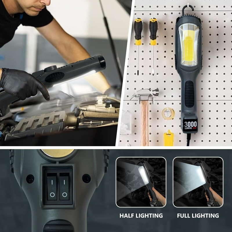 3000 Lumen Portable LED Work Light with Outlet, Magnet & Hook for Mechanics gallery