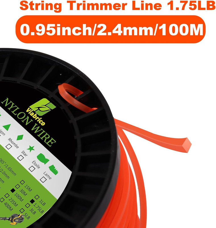 String Trimmer Line Square Orange Heavy Duty Weed Eater String Premium Nylon U gallery