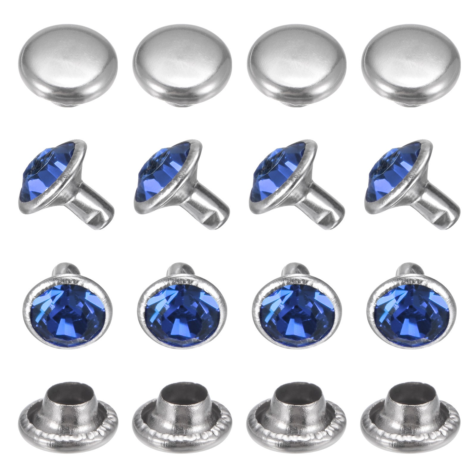 Clear Rhinestone Rivets [100pcs] - Crystal Rivets - [Light Blue - 0.31 IN] gallery