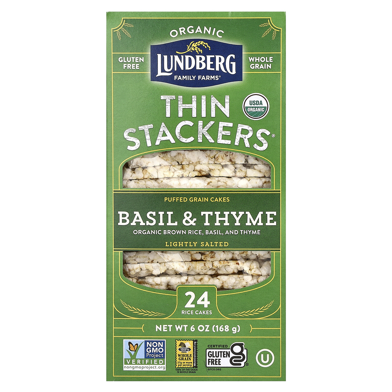 Organic Thin Stackers, Puffed Grain Cakes, Basil & Thyme, Lightly Salted, 24 gallery