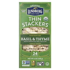 Organic Thin Stackers, Puffed Grain Cakes, Basil & Thyme, Lightly Salted, 24