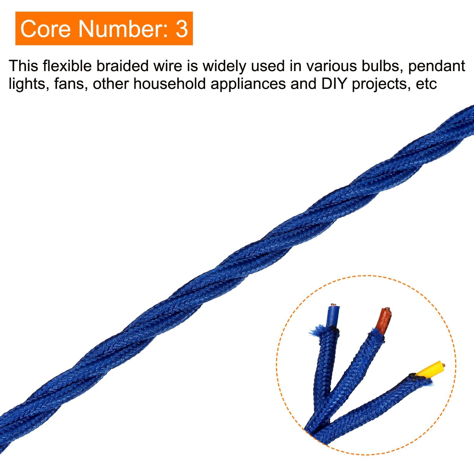 Twisted Cloth Covered Wire 3 Core 18AWG 5m/16.4ft,Electrical Cable,Blue gallery