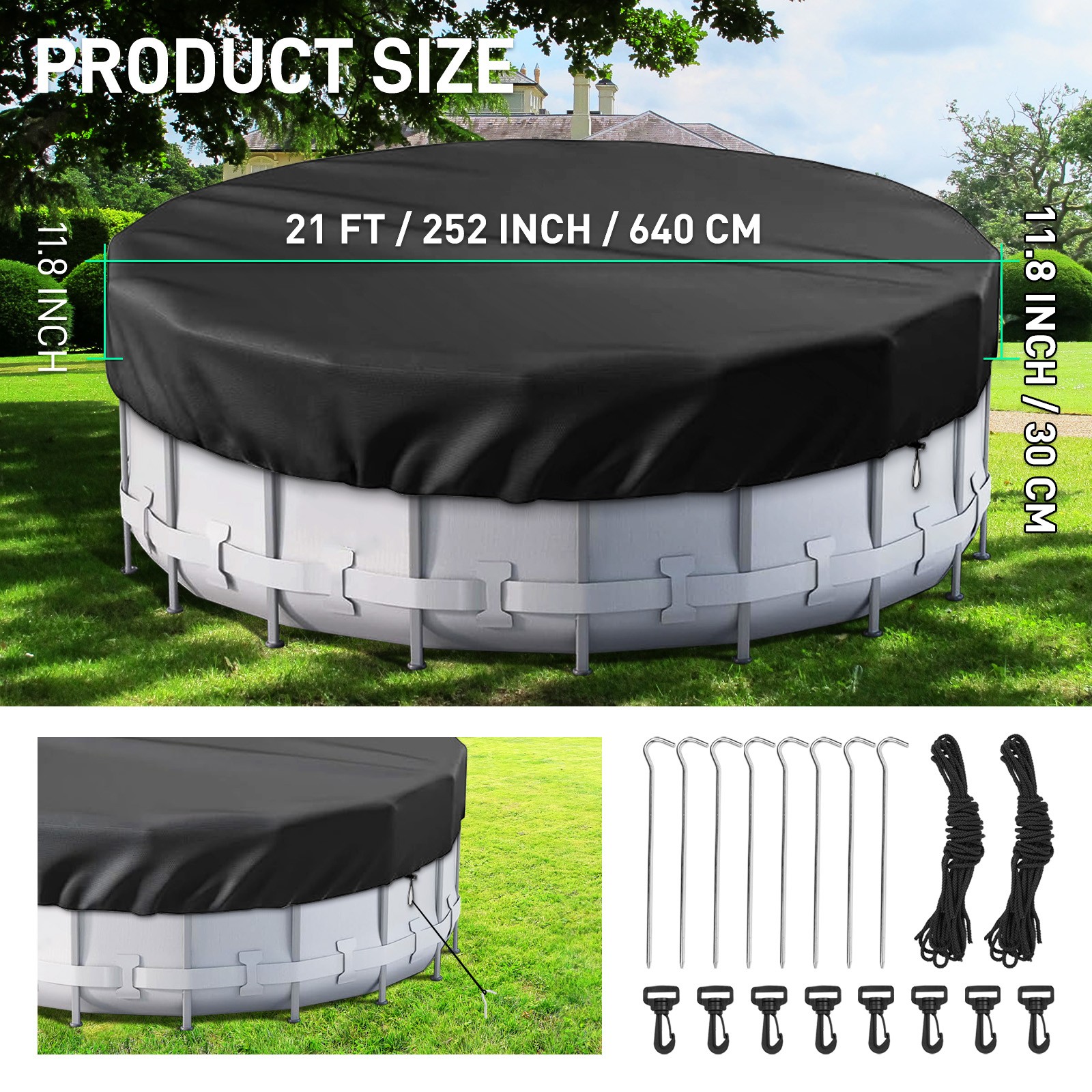 21 Ft round Stock Tank Pool Cover, Extend the service life of the swimming pool gallery