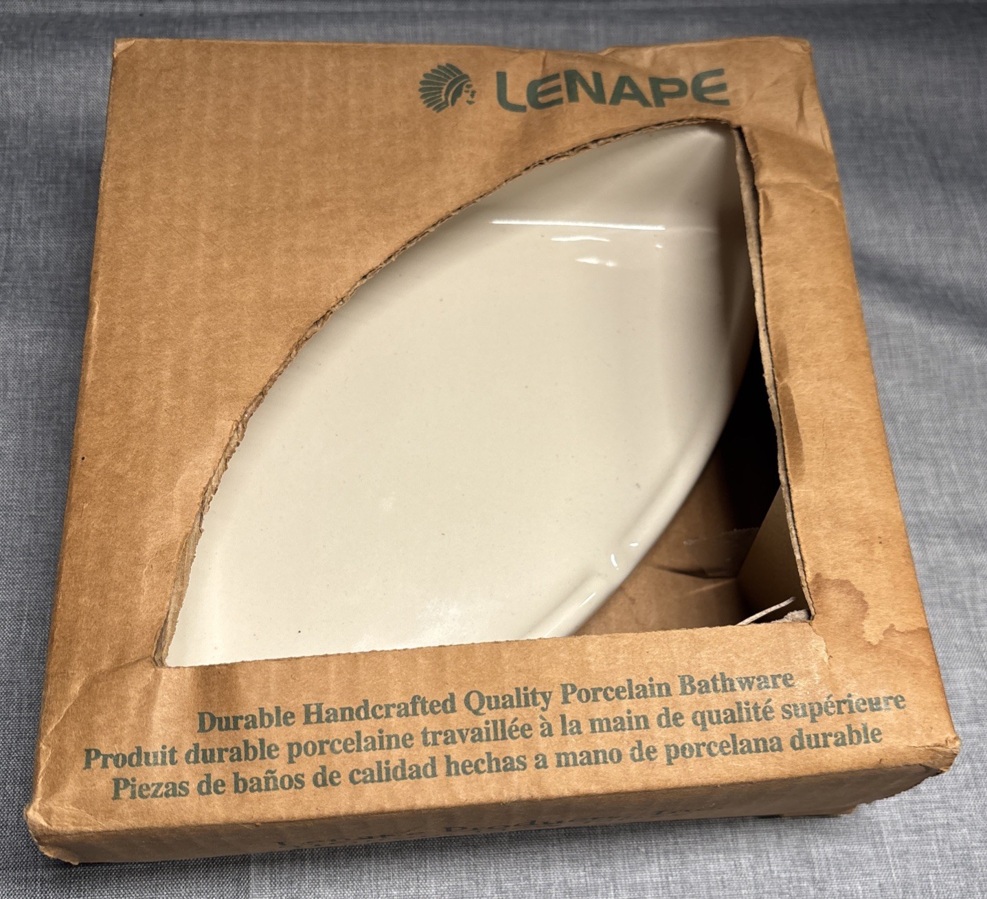 Porcelain Shower Corner Shelf Bone VTG. NOS Lenape Large (P-1704) New In Box gallery