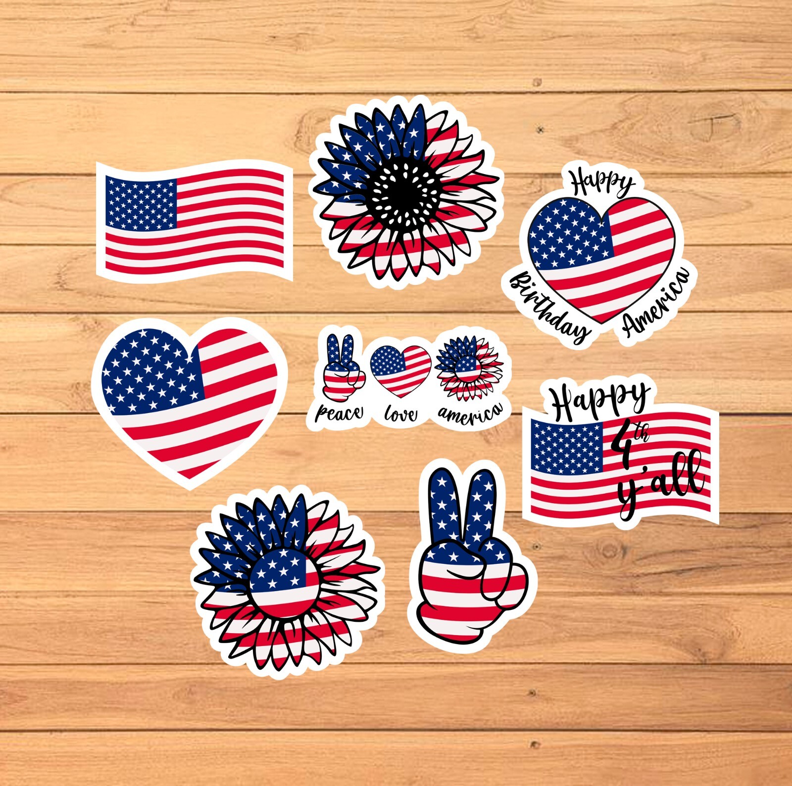 Patriotic Stickers / 2 1/2 Inch / Set of 8 / 5 Style Options gallery