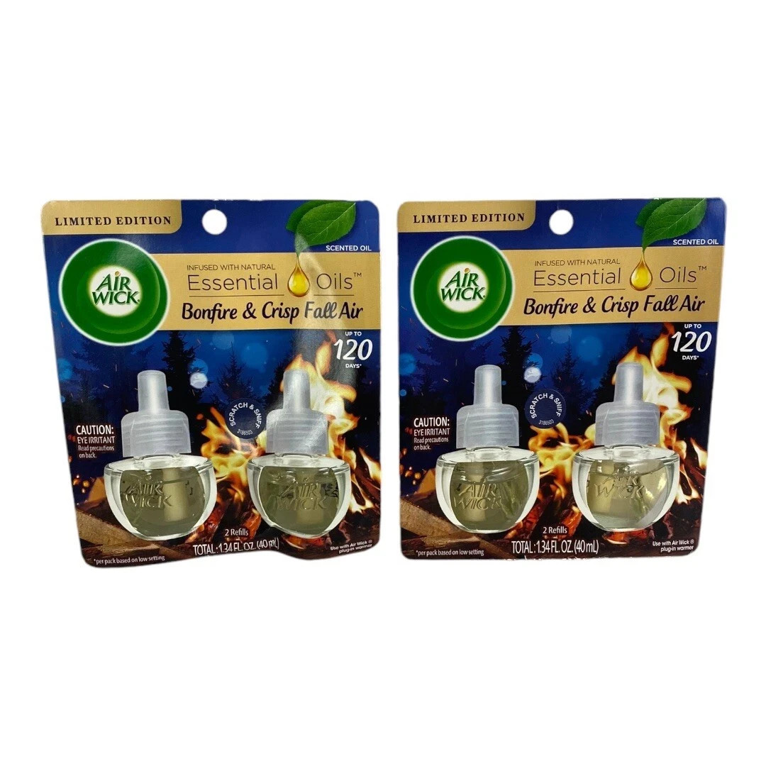 4 REFILLS - Air Wick Plug in Bonfire and Crisp Fall Scented Oil gallery