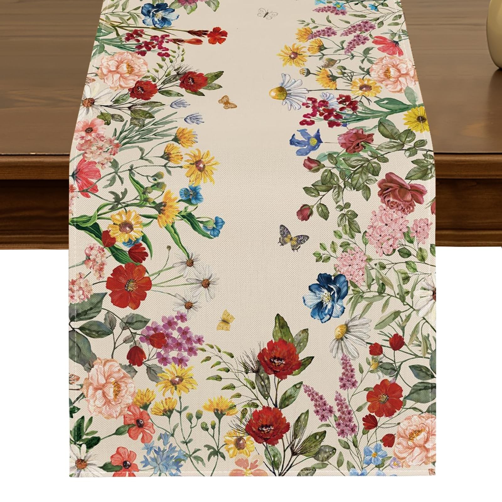 Spring Summer Plants Floral Butterfly Table Runner 13X72 Inch Seasonal Floral Ki gallery