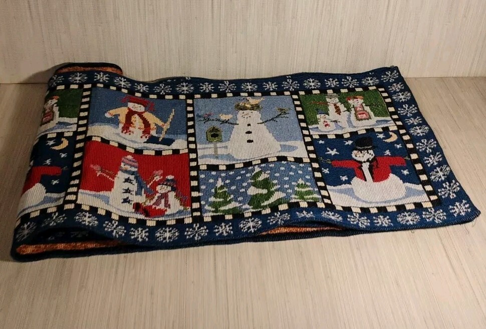Snowman Holiday Christmas Tapestry Table Runner 72 Inches (6 ft) x 13 Inches gallery