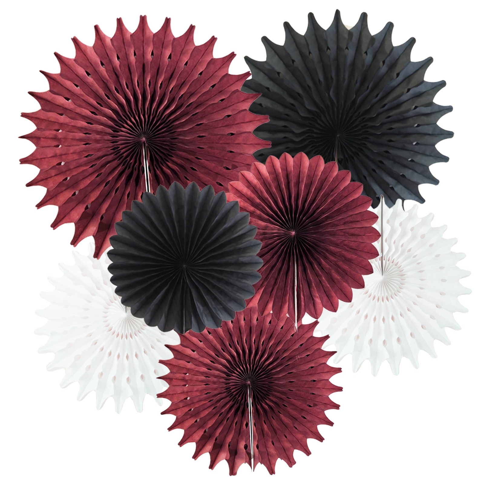 Graduation Decorations Maroon Black 2025 Burgundy Tissue Paper Fans gallery