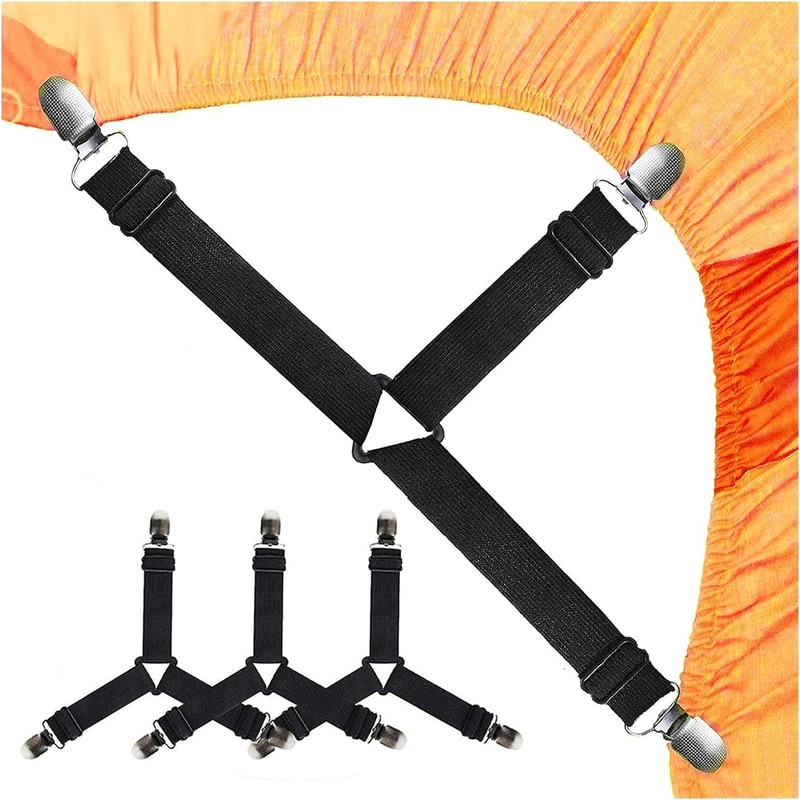 4Bed Sheet Fasteners Adjustable Elastic Suspenders Straps Mattress Covers Clips gallery