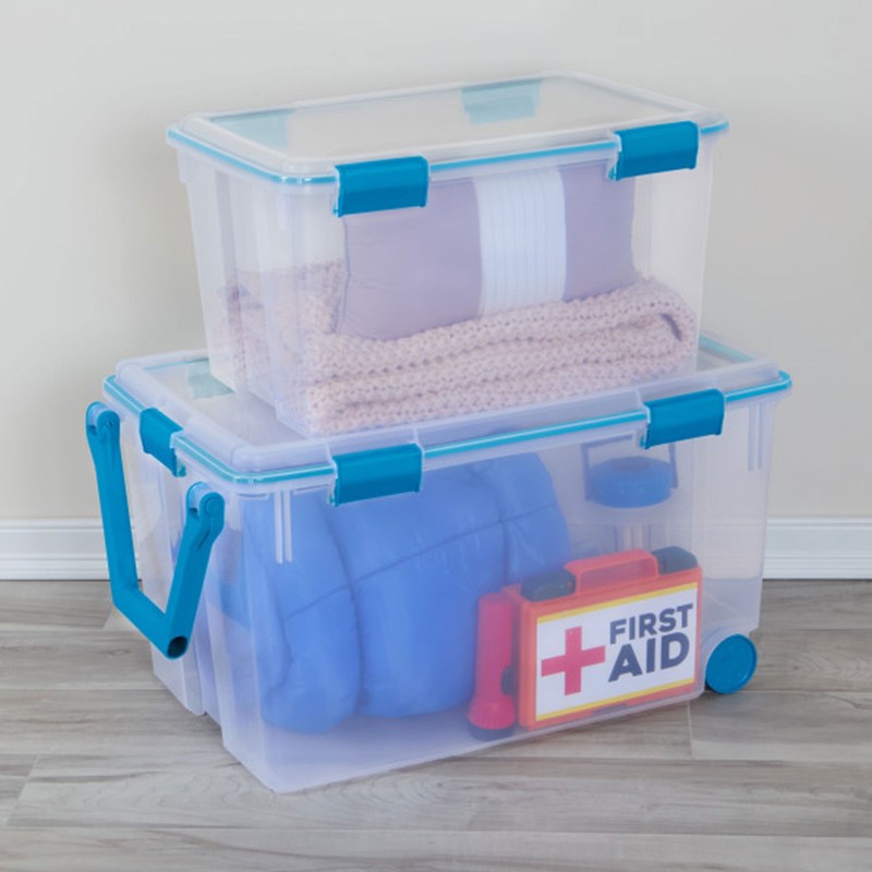 Sterilite 54 Quart Gasket Box, Stackable Storage Bin with Latching Lid, 4 Pack gallery