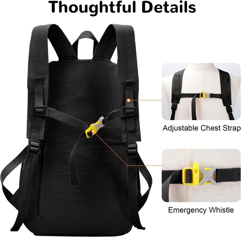 25L Collapsible Hiking Backpack with Chest Strap for Men, Foldable Lightweight G 5