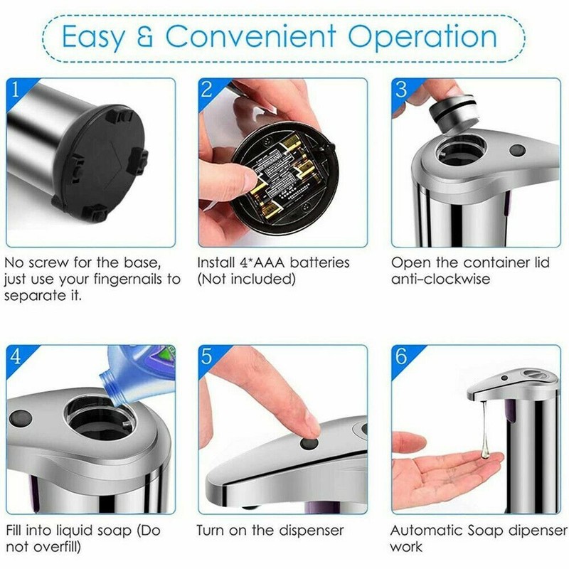 250ml Stainless Auto Handsfree Sensor Touchless Soap Dispenser Kitchen Bathroom gallery