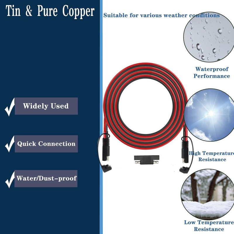 25FT SAE Extension Cable, SAE Connector with Dust Cover, Solar Wiring Adapter... gallery